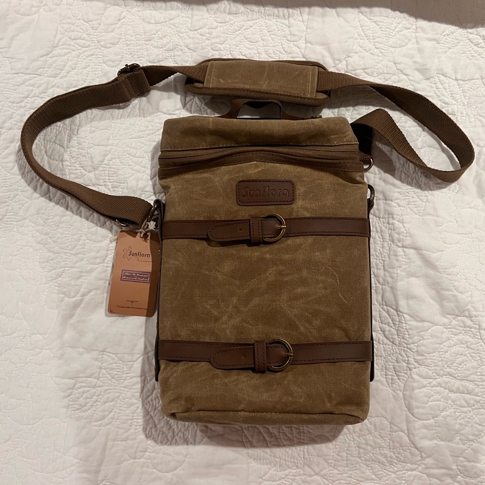 Insulated Sunflora Canvas Wine Carrier
